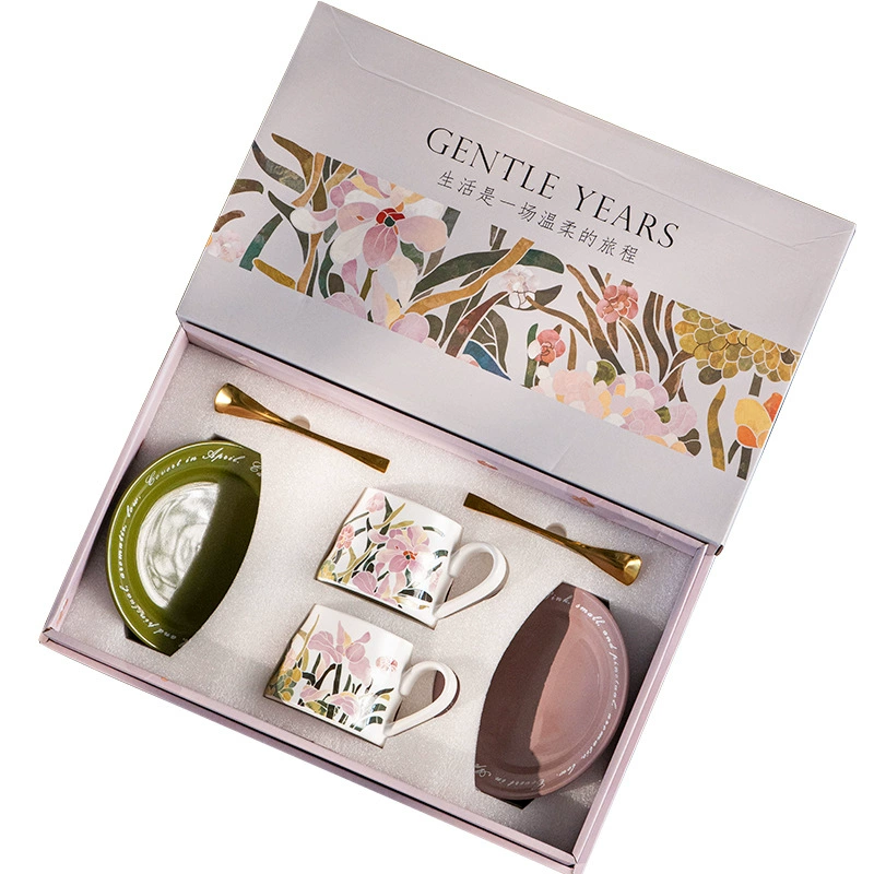 Ceramic Coffee Cup and Saucer Set with Monet Garden Design tableware view 5