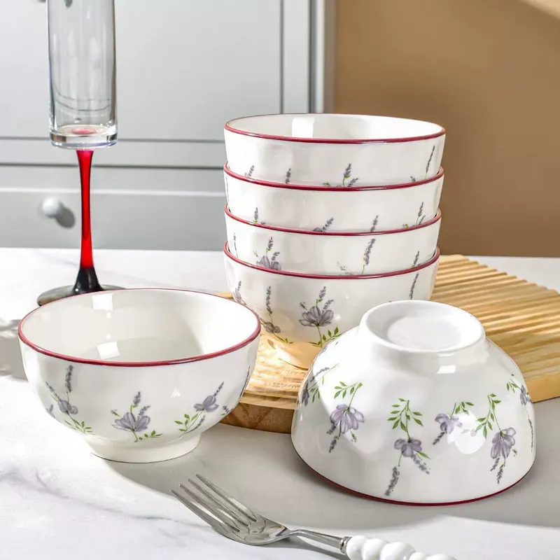 Lavender Ceramic Noodle Bowl tableware view 2