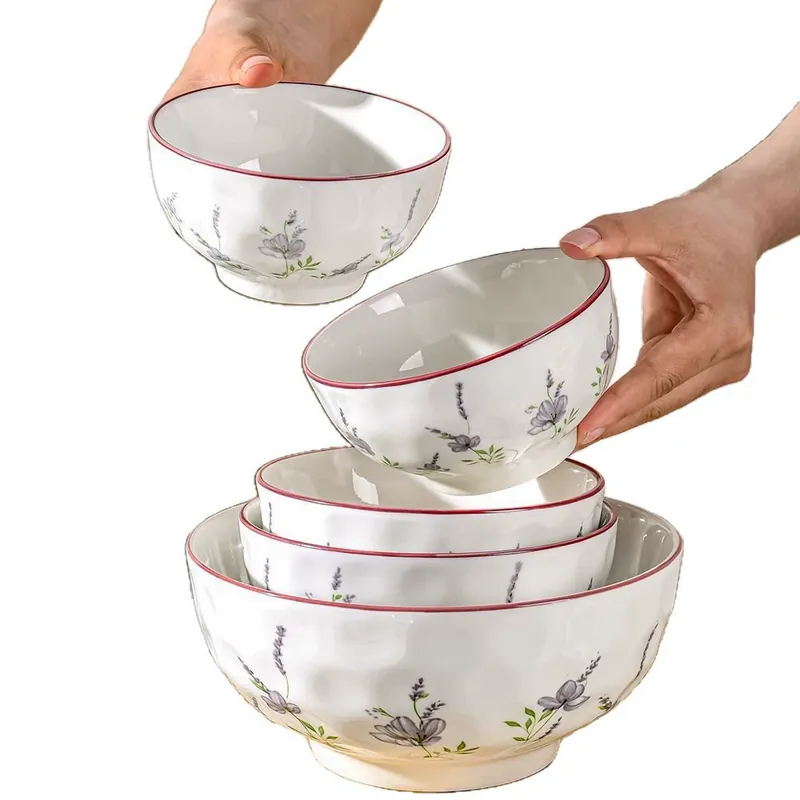 Lavender Ceramic Noodle Bowl tableware view 5