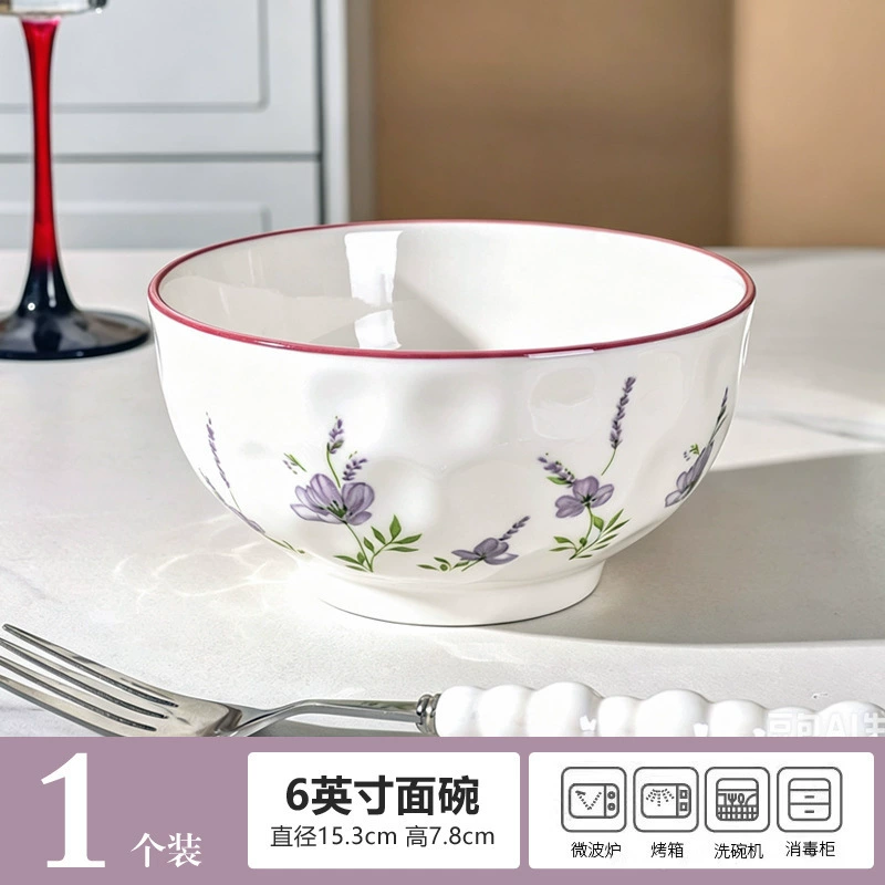 Lavender Ceramic Noodle Bowl tableware view 12
