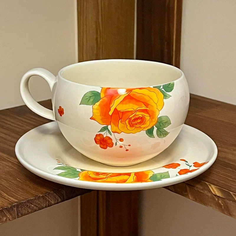 طقم فناجين قهوة سيراميك بزخرفة زهور tableware view 2