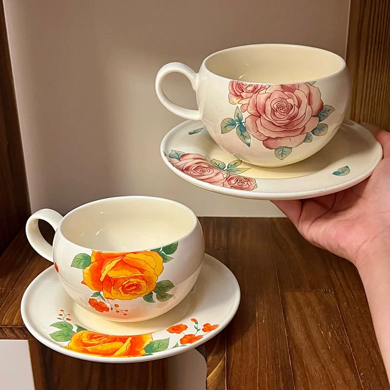طقم فناجين قهوة سيراميك بزخرفة زهور tableware view 4