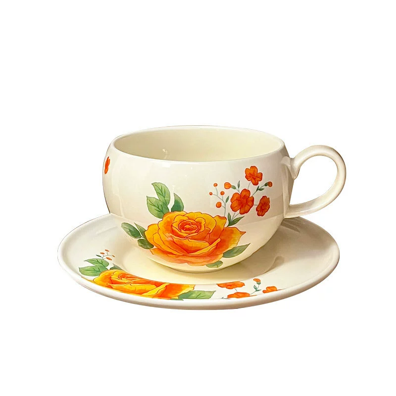 طقم فناجين قهوة سيراميك بزخرفة زهور tableware view 5