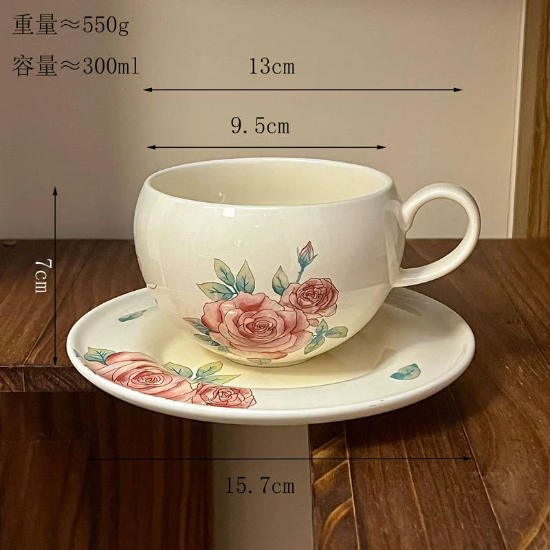 طقم فناجين قهوة سيراميك بزخرفة زهور tableware view 6