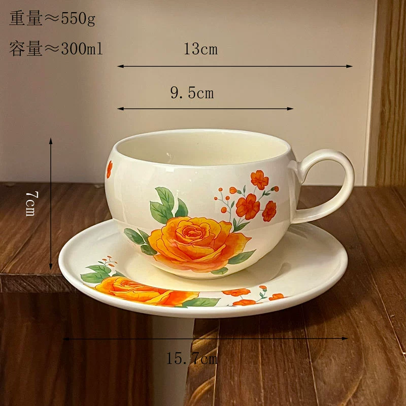 طقم فناجين قهوة سيراميك بزخرفة زهور tableware view 7