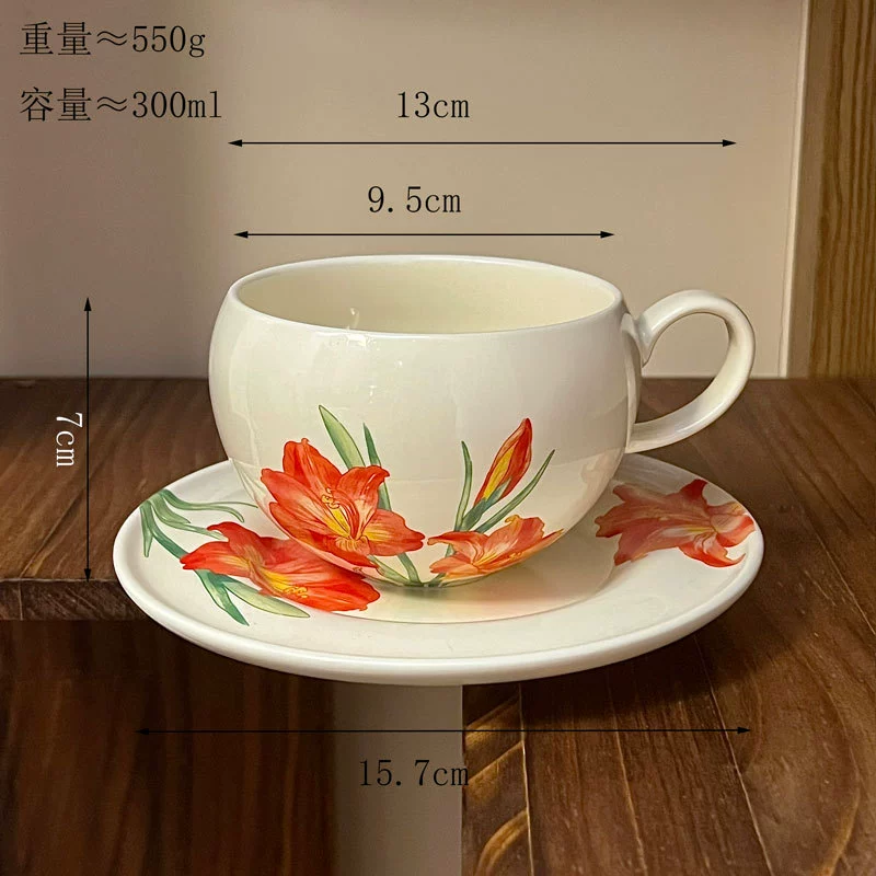 طقم فناجين قهوة سيراميك بزخرفة زهور tableware view 8