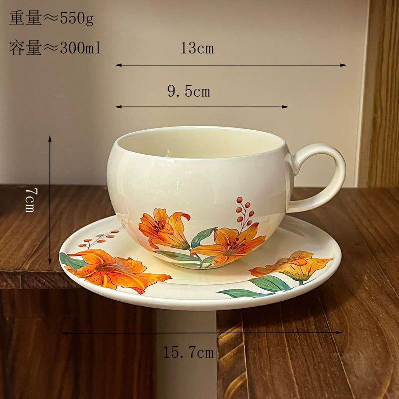 طقم فناجين قهوة سيراميك بزخرفة زهور tableware view 9