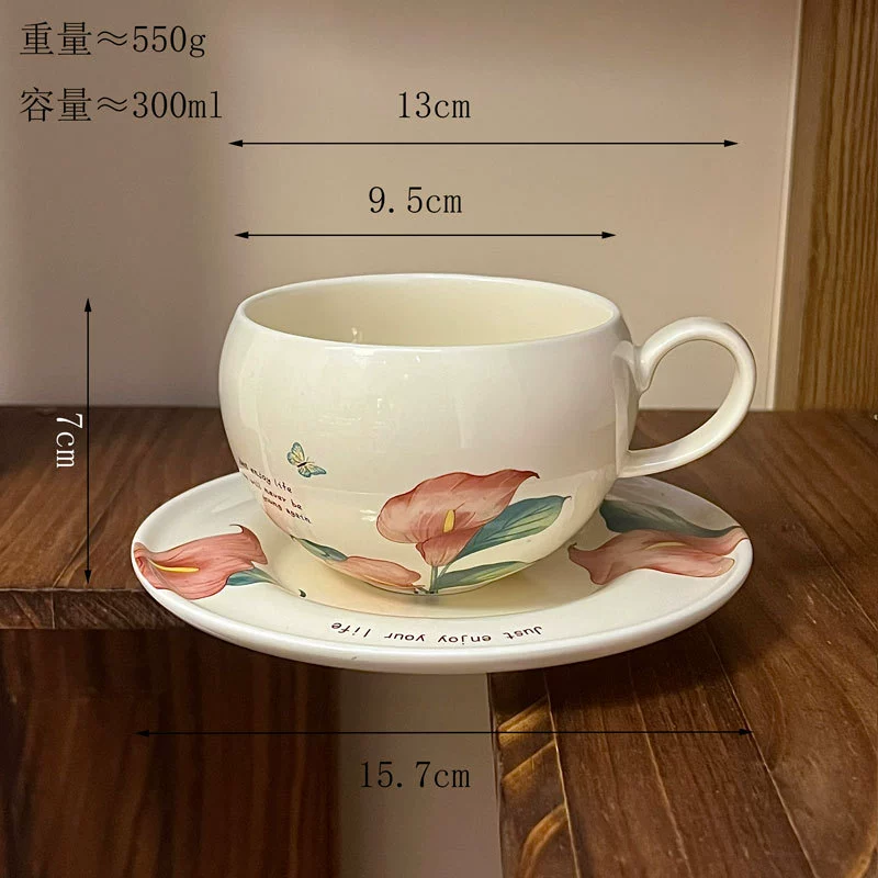 طقم فناجين قهوة سيراميك بزخرفة زهور tableware view 10