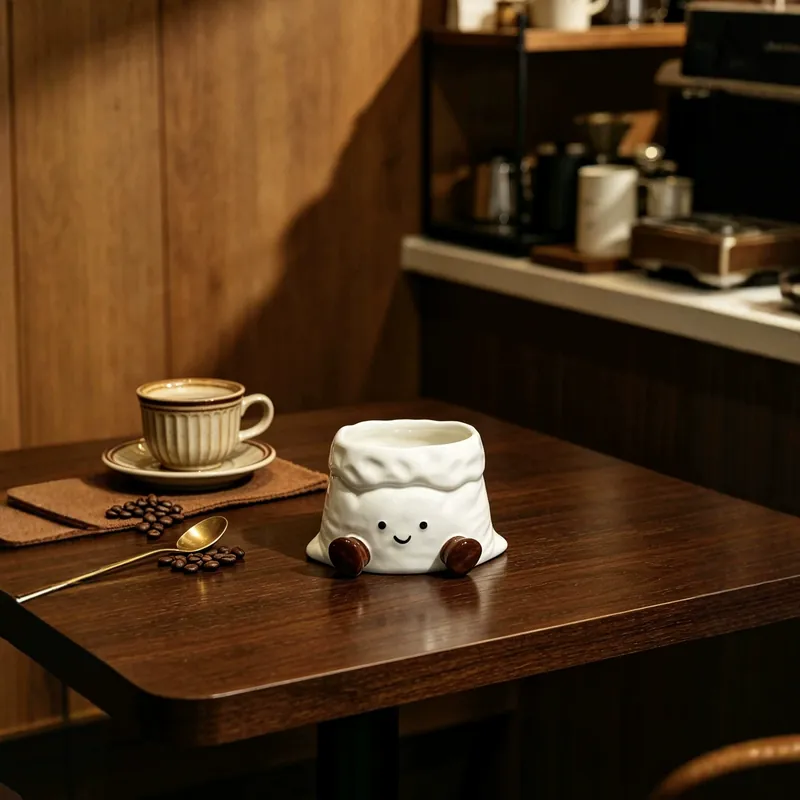 Taza de café con cara sonriente tableware view 4