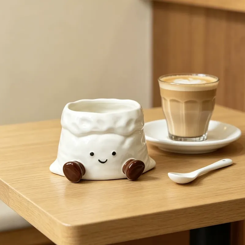 Taza de café con cara sonriente tableware view 5