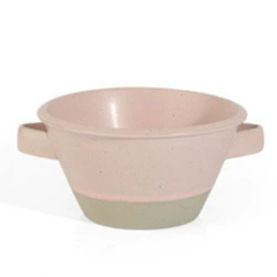 Colorful Double-Handled Ceramic Bowl tableware view 5