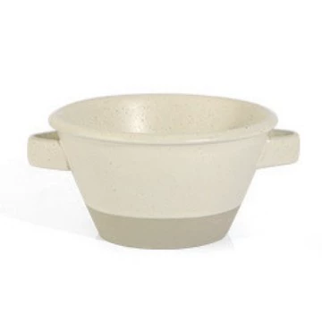 Colorful Double-Handled Ceramic Bowl tableware view 6