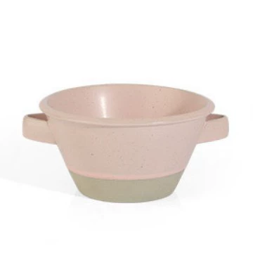 Colorful Double-Handled Ceramic Bowl tableware view 8