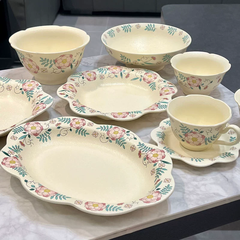 Vintage Floral Ceramic Dinnerware Set