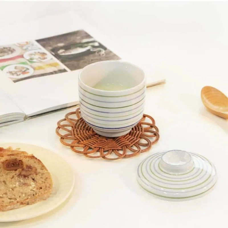 일본풍 블루 도트 세라믹 뚜껑 컵 tableware view 3