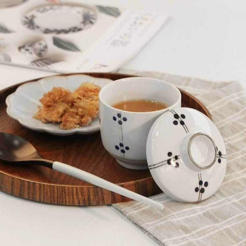 일본풍 블루 도트 세라믹 뚜껑 컵 tableware view 4