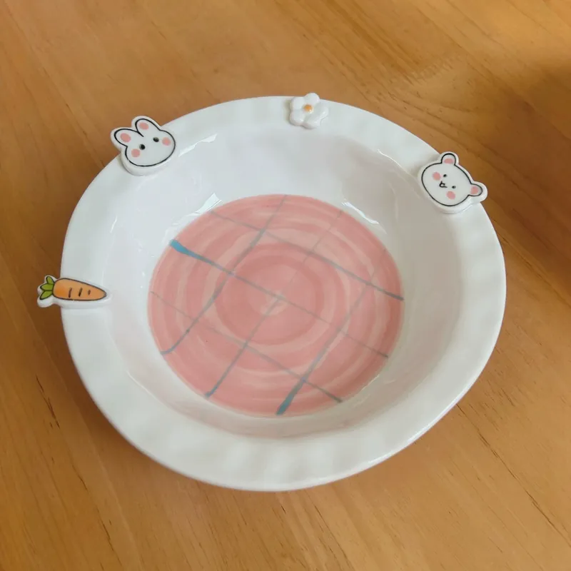 카툰 애니멀 세라믹 깊은 접시 tableware view 2