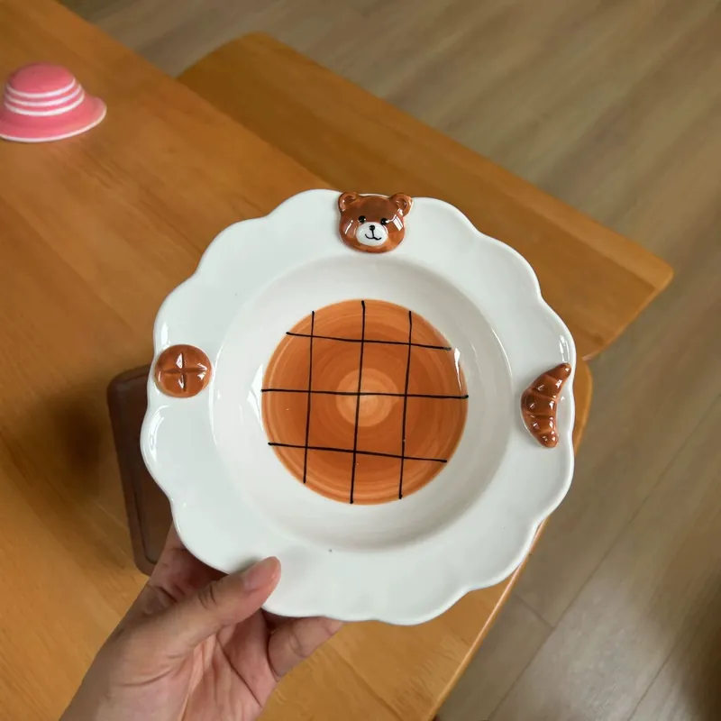 카툰 애니멀 세라믹 깊은 접시 tableware view 3