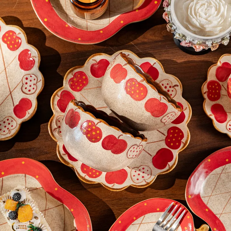 Hand-Painted Porcelain Soup Bowl and Plate Set