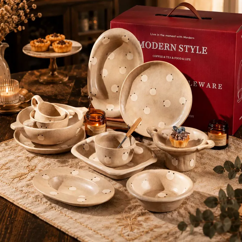 Hand-Painted Porcelain Soup Bowl and Plate Set