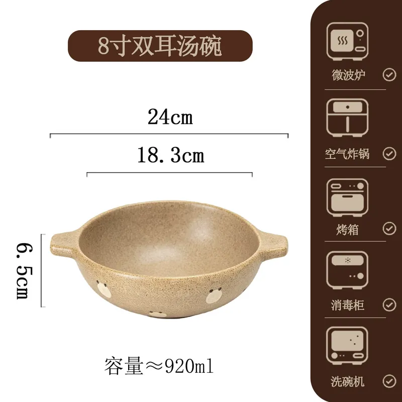 طقم وعاء حساء وطبق بورسلين مرسوم يدويًا tableware view 9
