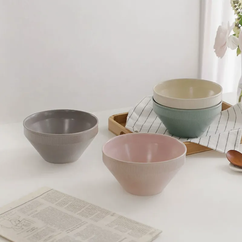 Bol de cerámica coreano acanalado tableware view 3