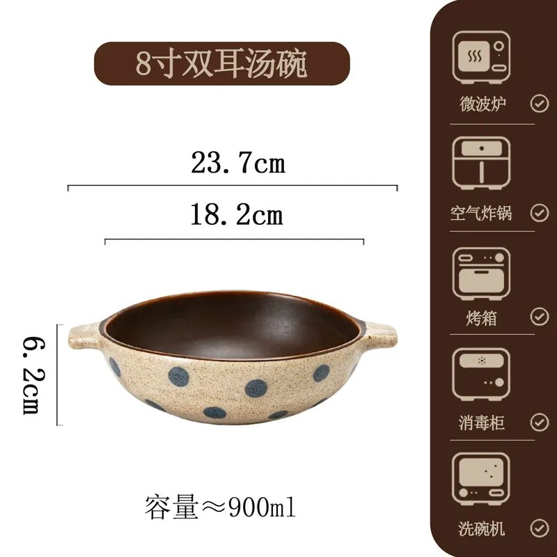 طقم وعاء حساء وطبق بورسلين مرسوم يدويًا tableware view 7
