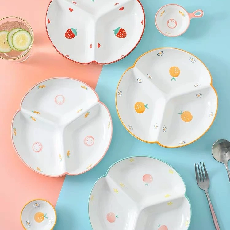8 Inch Ceramic Compartment Plate