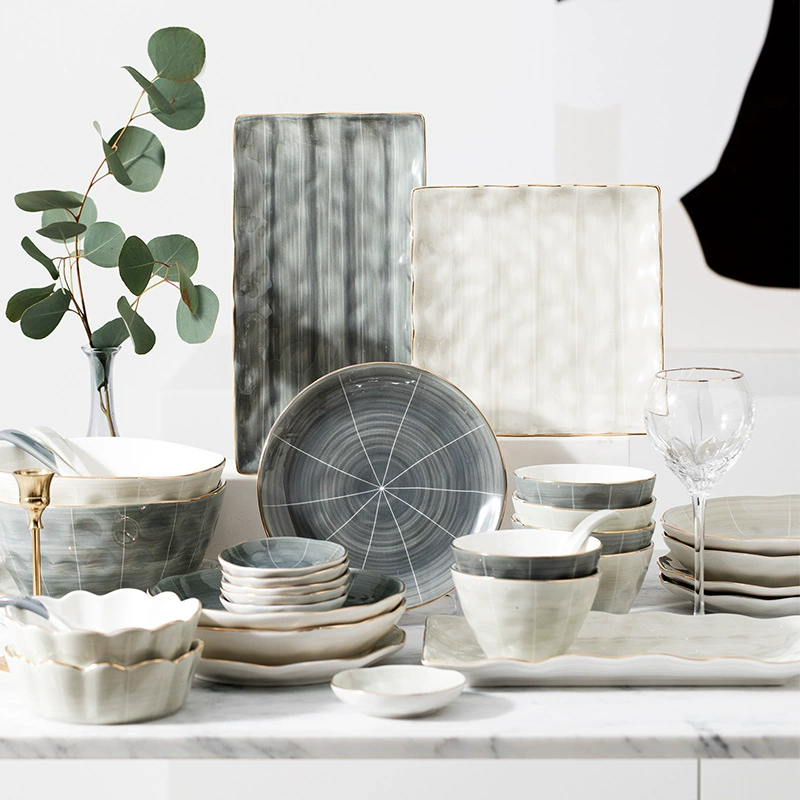 Gold Rim Ceramic Dinnerware Set