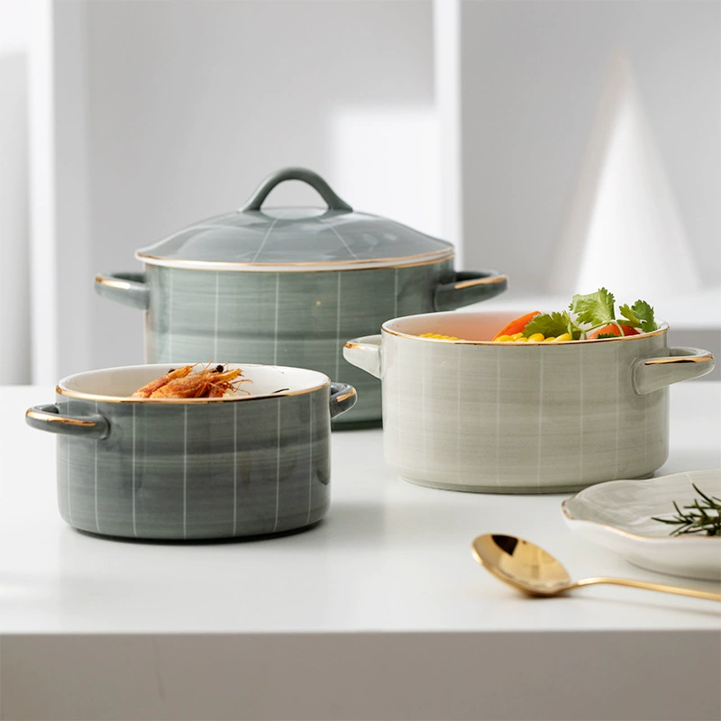Ceramic Soup Bowl with Lid tableware view 3