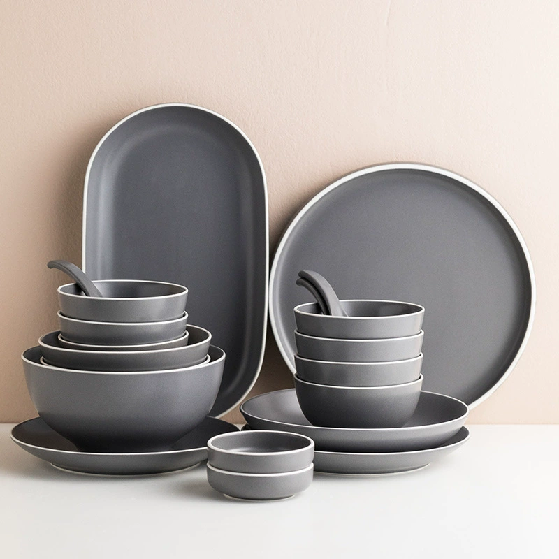 Matte Gray Ceramic Dinnerware Set