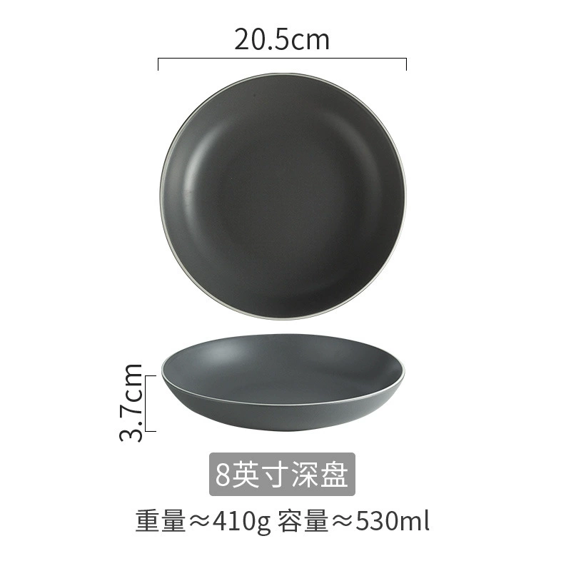 Matte Gray Ceramic Dinnerware Set tableware view 7