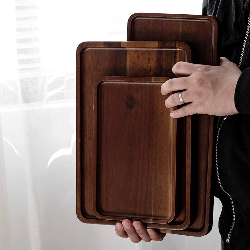 Acacia Wood Rectangular Tray tableware view 2