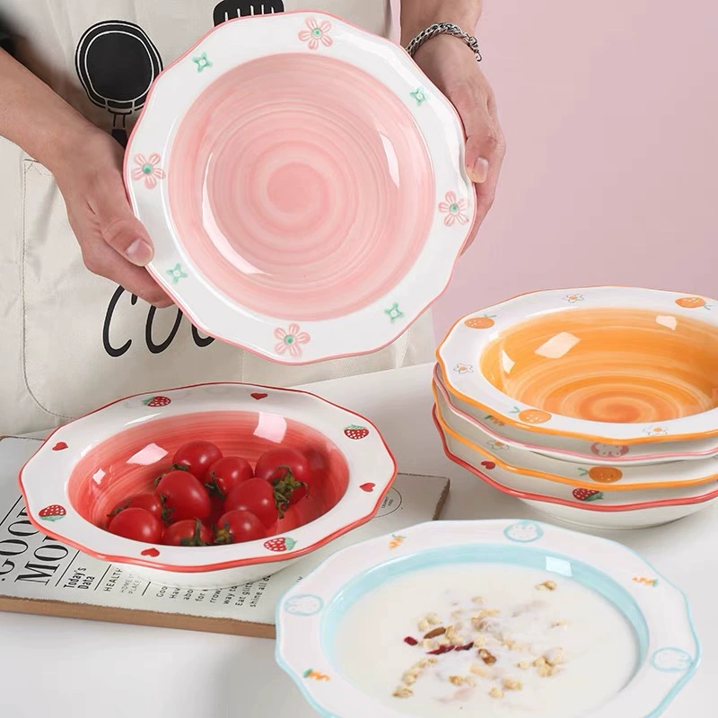 9 inch 꽃 세라믹 깊은 접시 tableware view 2