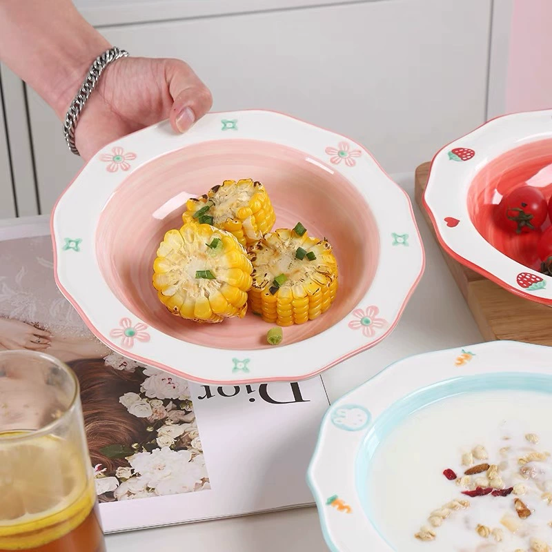 9 inch 꽃 세라믹 깊은 접시 tableware view 3