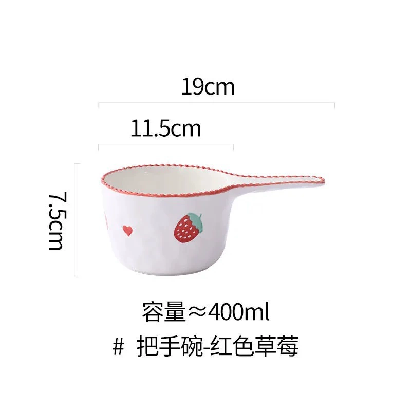 Hand-Painted Ceramic Bowl with Handle tableware view 6