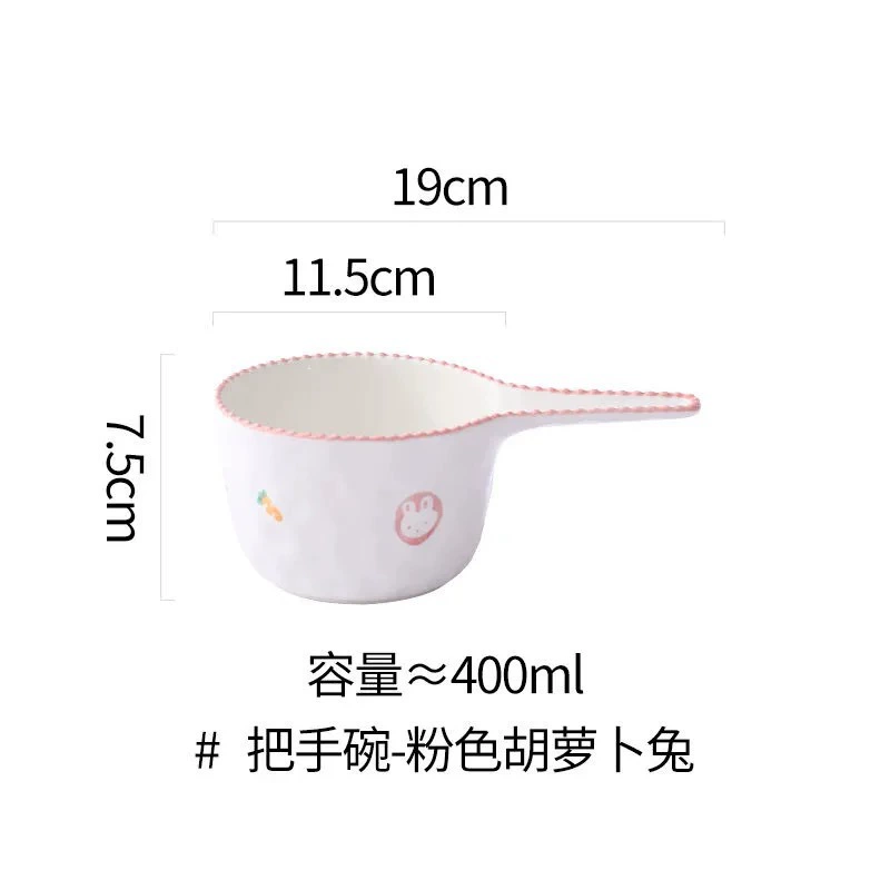 Hand-Painted Ceramic Bowl with Handle tableware view 8