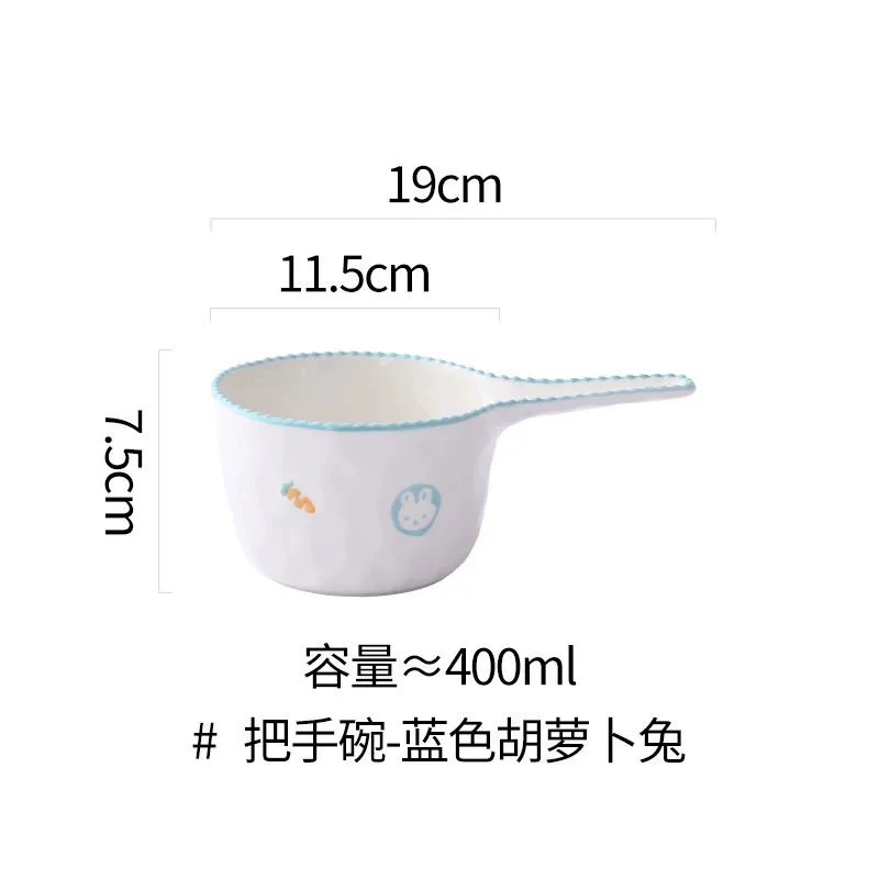 Hand-Painted Ceramic Bowl with Handle tableware view 9