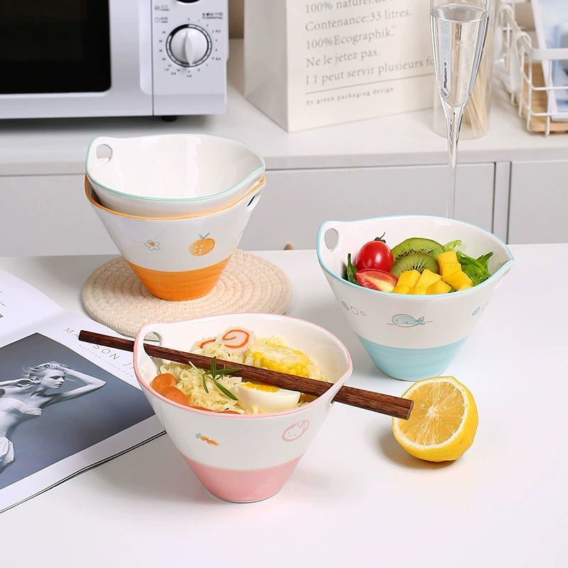 Japanese Hand-Painted Ceramic Noodle Bowl tableware