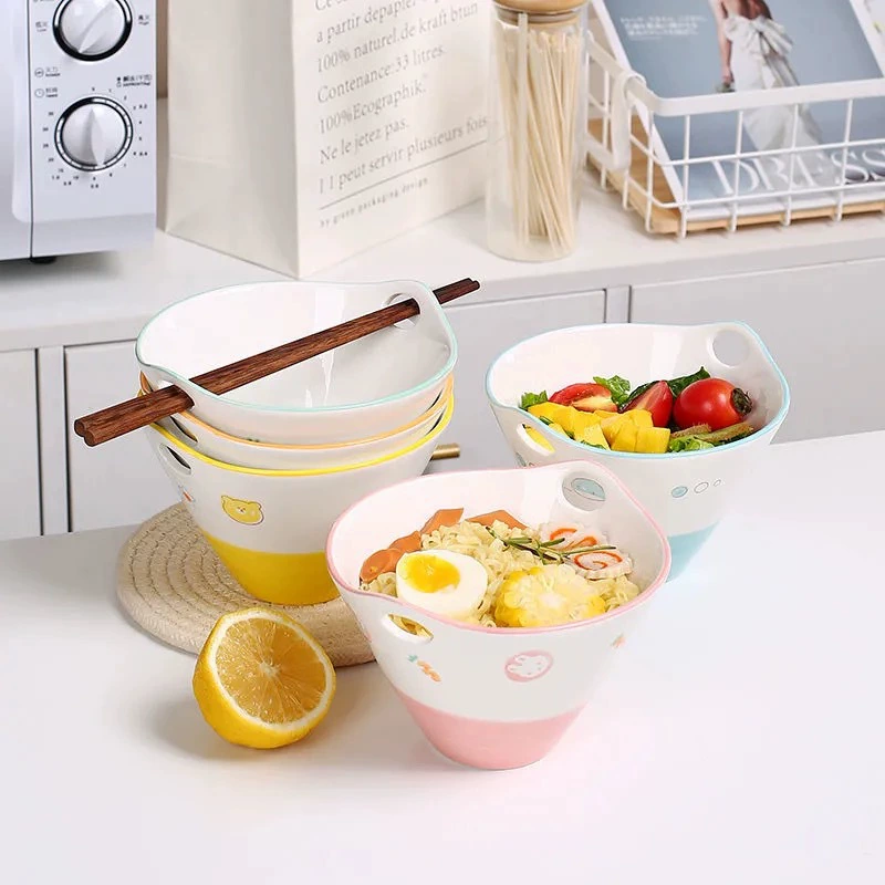 Japanese Hand-Painted Ceramic Noodle Bowl tableware view 2