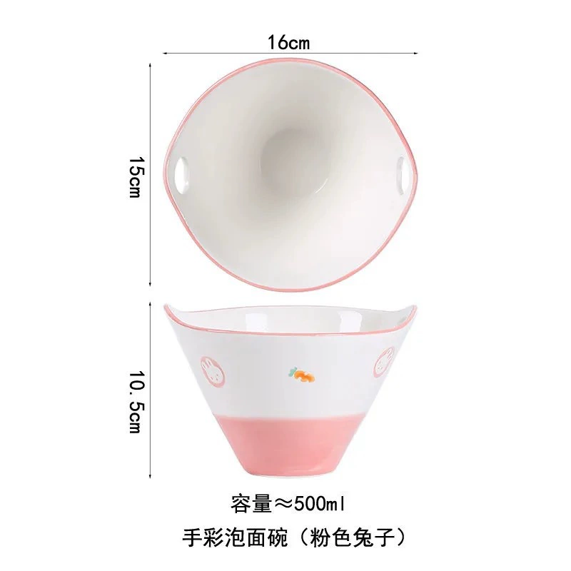 Japanese Hand-Painted Ceramic Noodle Bowl tableware view 4