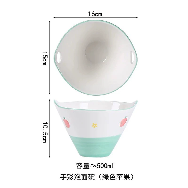 Japanese Hand-Painted Ceramic Noodle Bowl tableware view 8