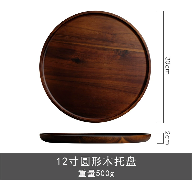 Круглый деревянный поднос для подачи tableware view 10