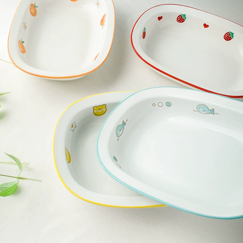 핸드페인팅 세라믹 타원 수프 접시 tableware view 4
