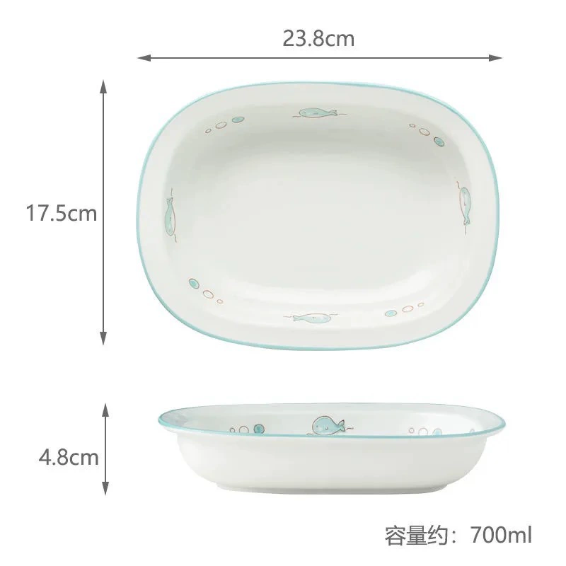 핸드페인팅 세라믹 타원 수프 접시 tableware view 5