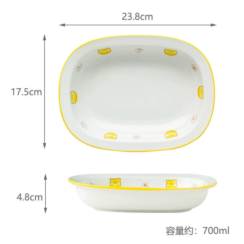 핸드페인팅 세라믹 타원 수프 접시 tableware view 6