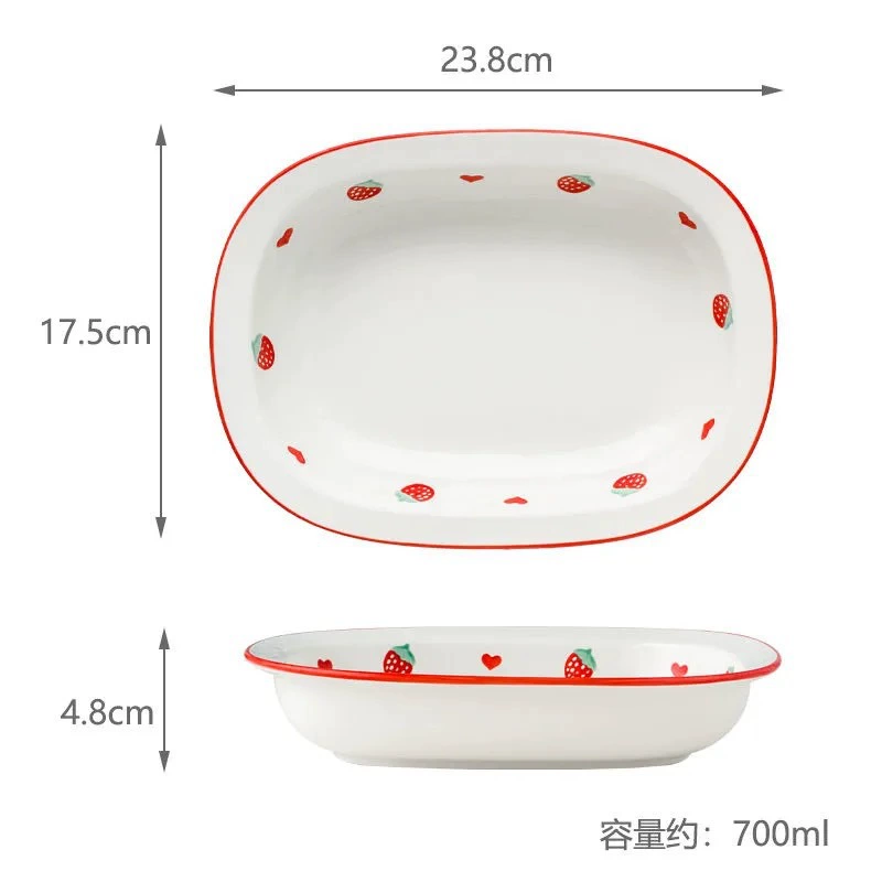 핸드페인팅 세라믹 타원 수프 접시 tableware view 8