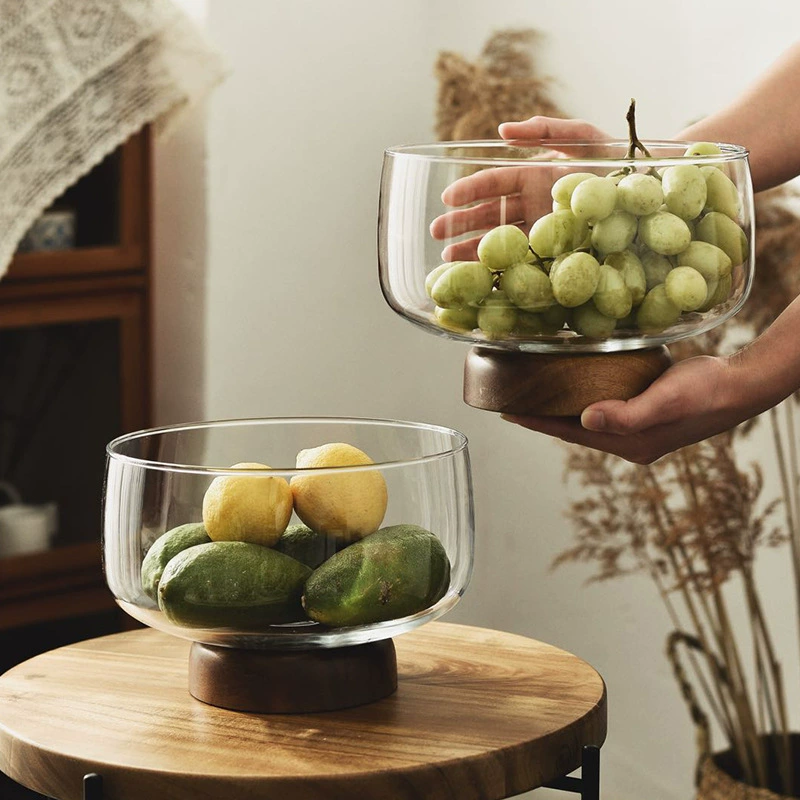 Wood and Glass Fruit Bowl