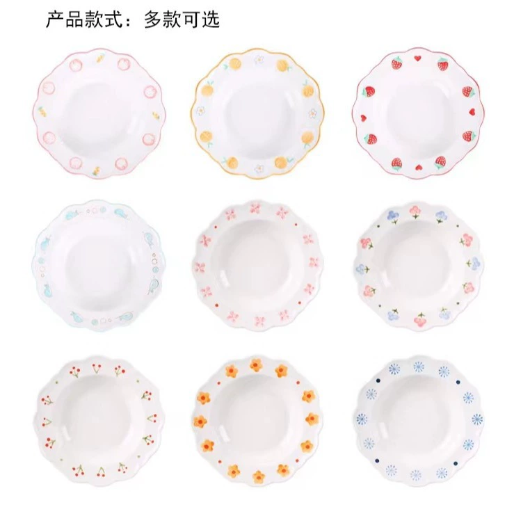 Plato de flor de cerámica pintado a mano tableware view 5