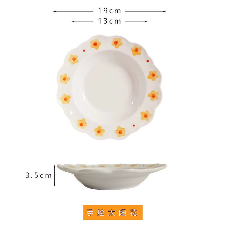 Plato de flor de cerámica pintado a mano tableware view 6